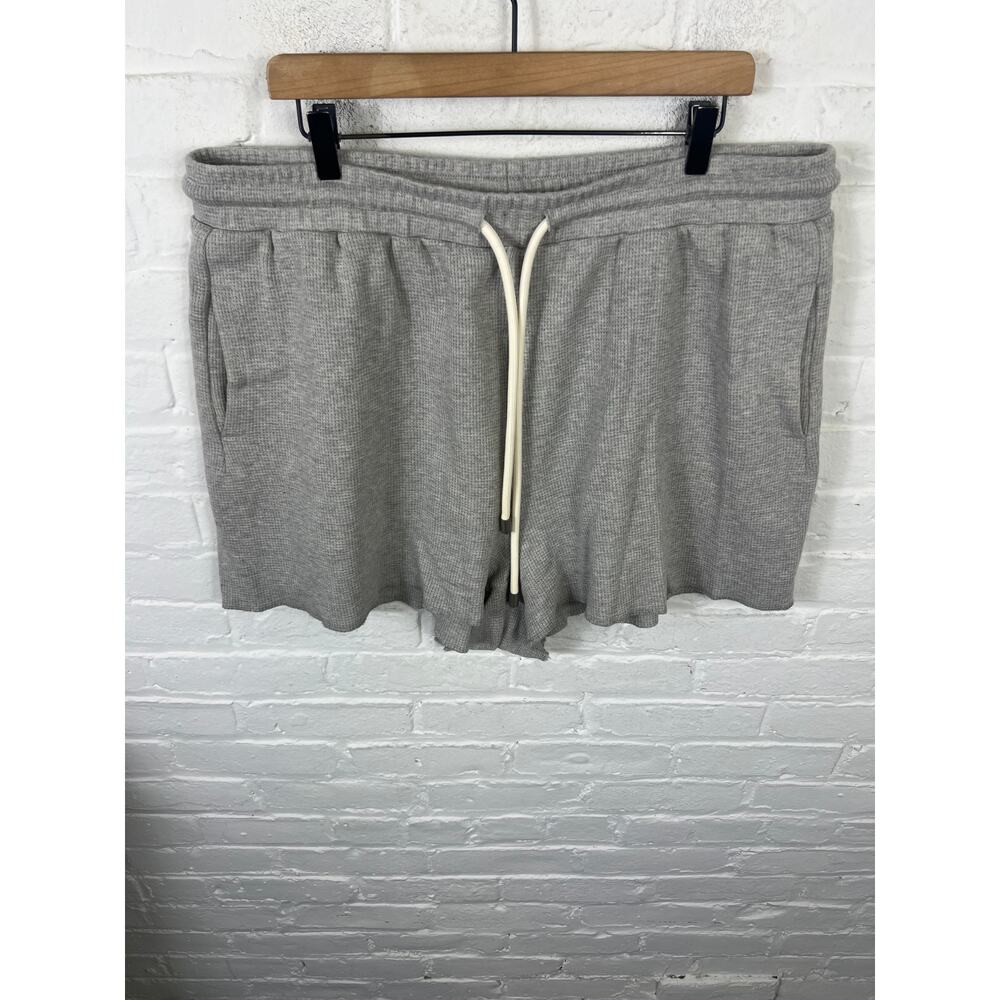 Drew Women's Waffle Knit Athletic Shorts Drawstring Waist Heather Grey Size XXL